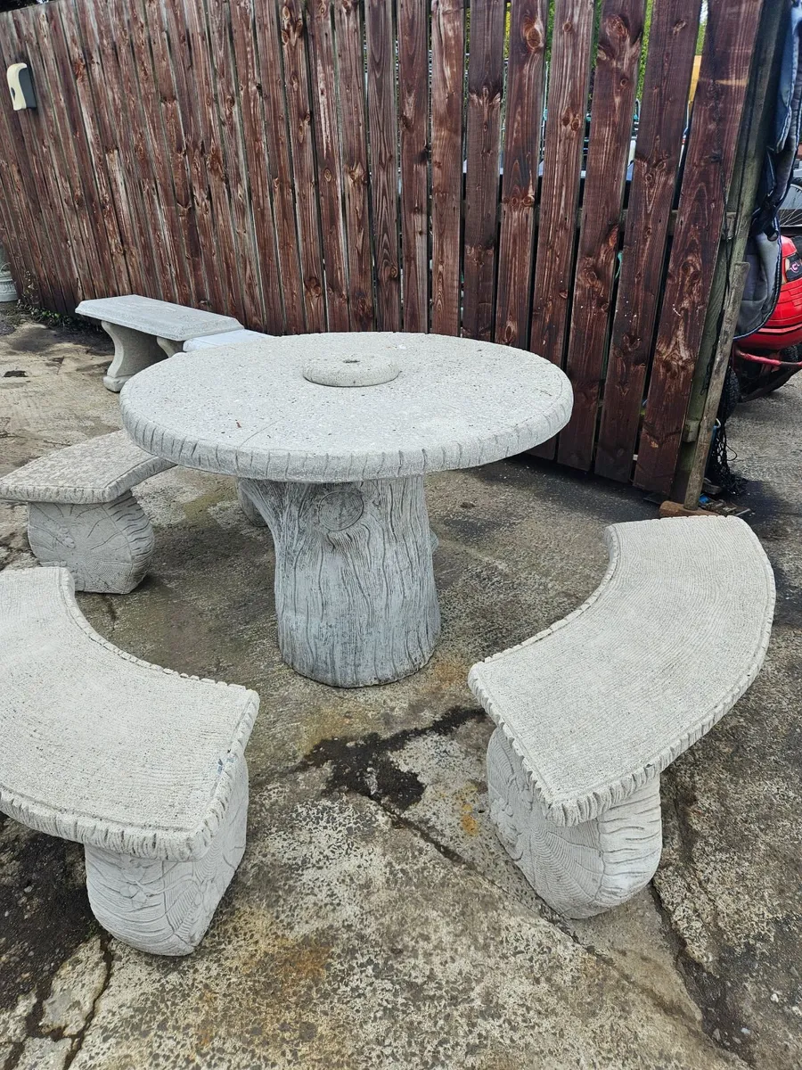 Concrete Garden Table with Bench Seats - Image 2