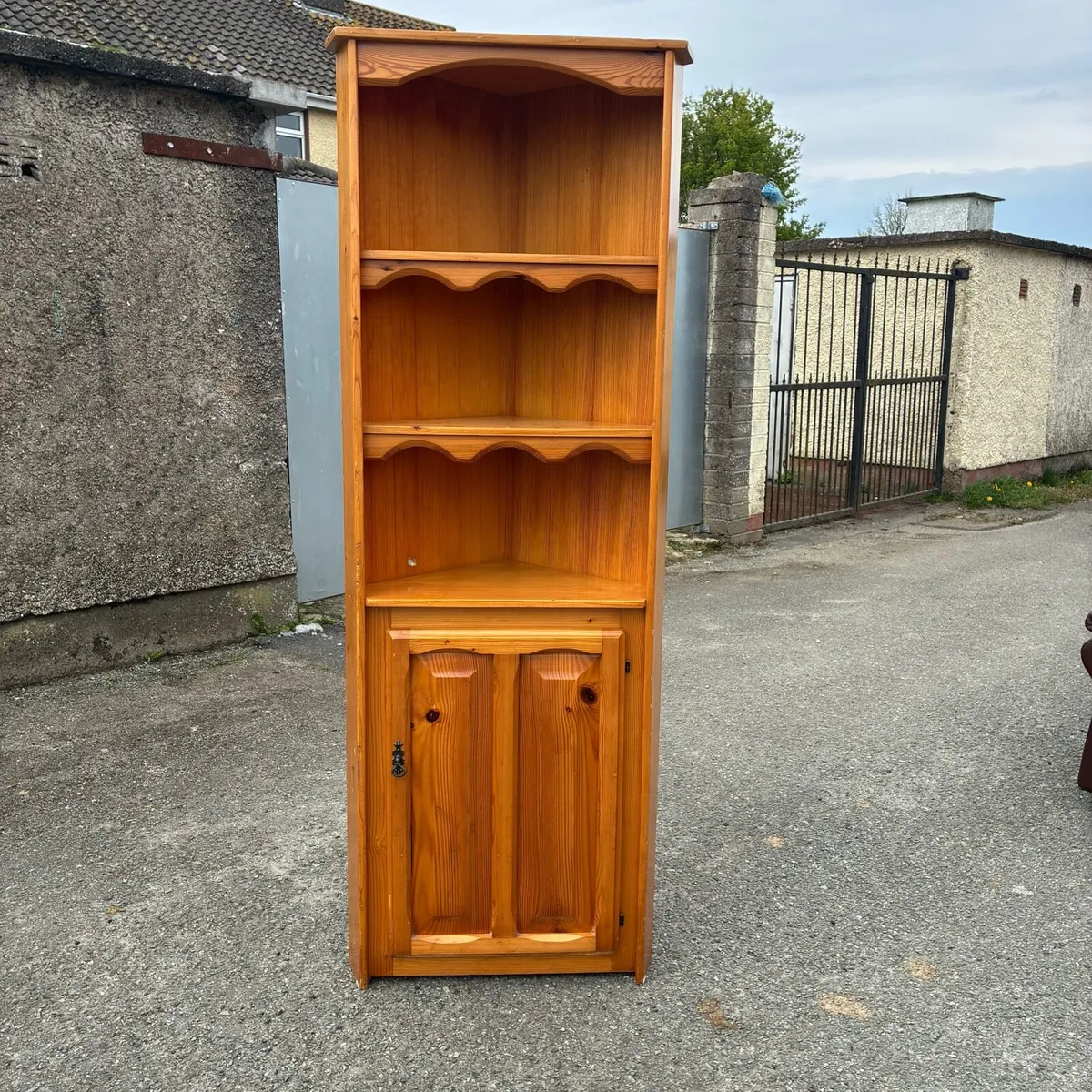 Solid Pine Tall Corner Unit with Storage - Image 1