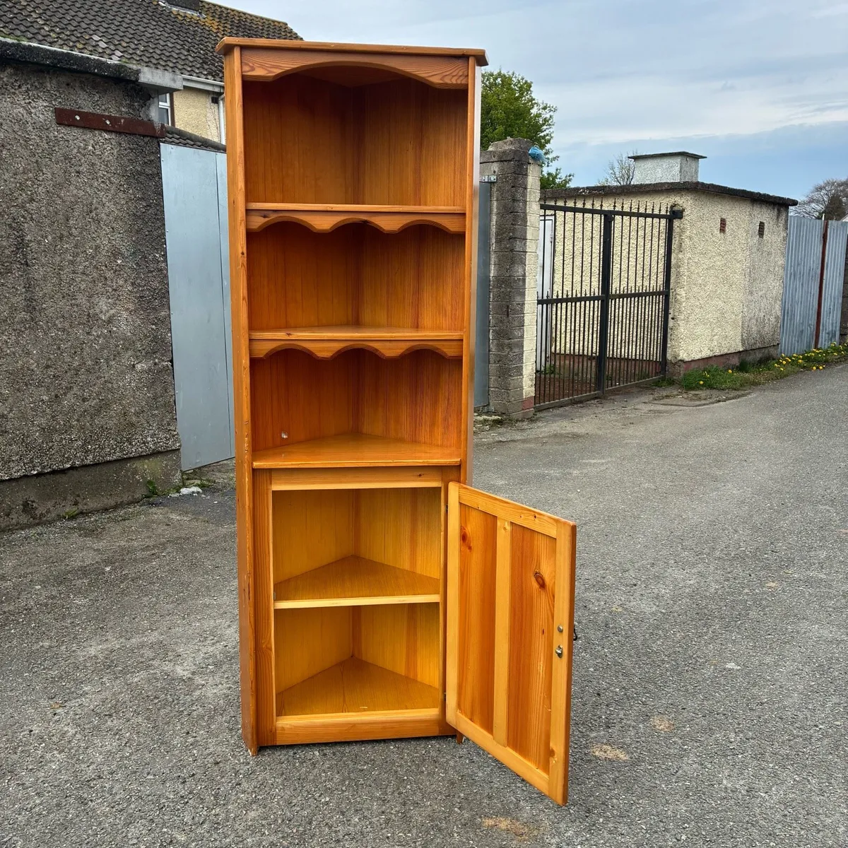 Solid Pine Tall Corner Unit with Storage - Image 2