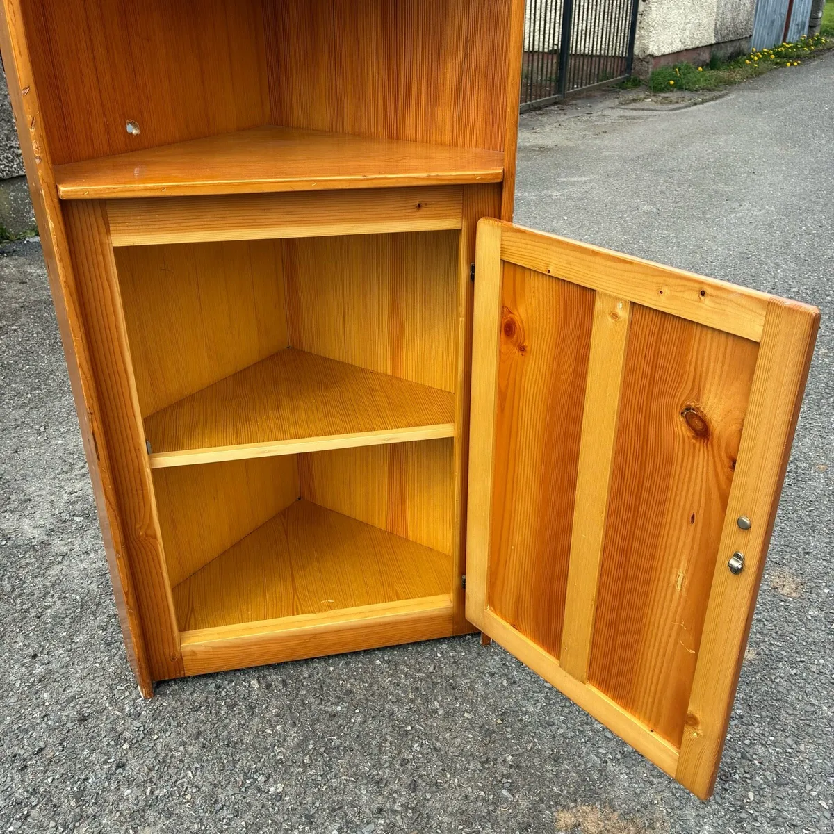 Solid Pine Tall Corner Unit with Storage - Image 3