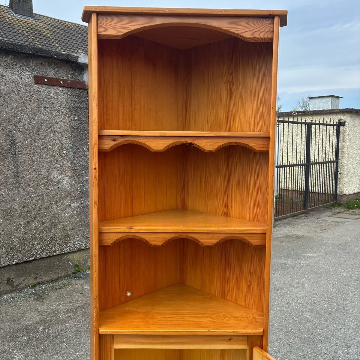 Solid Pine Tall Corner Unit with Storage - Image 4