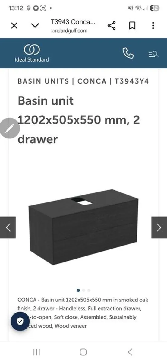 Vanity Unit 1200mm - 2 Drawers