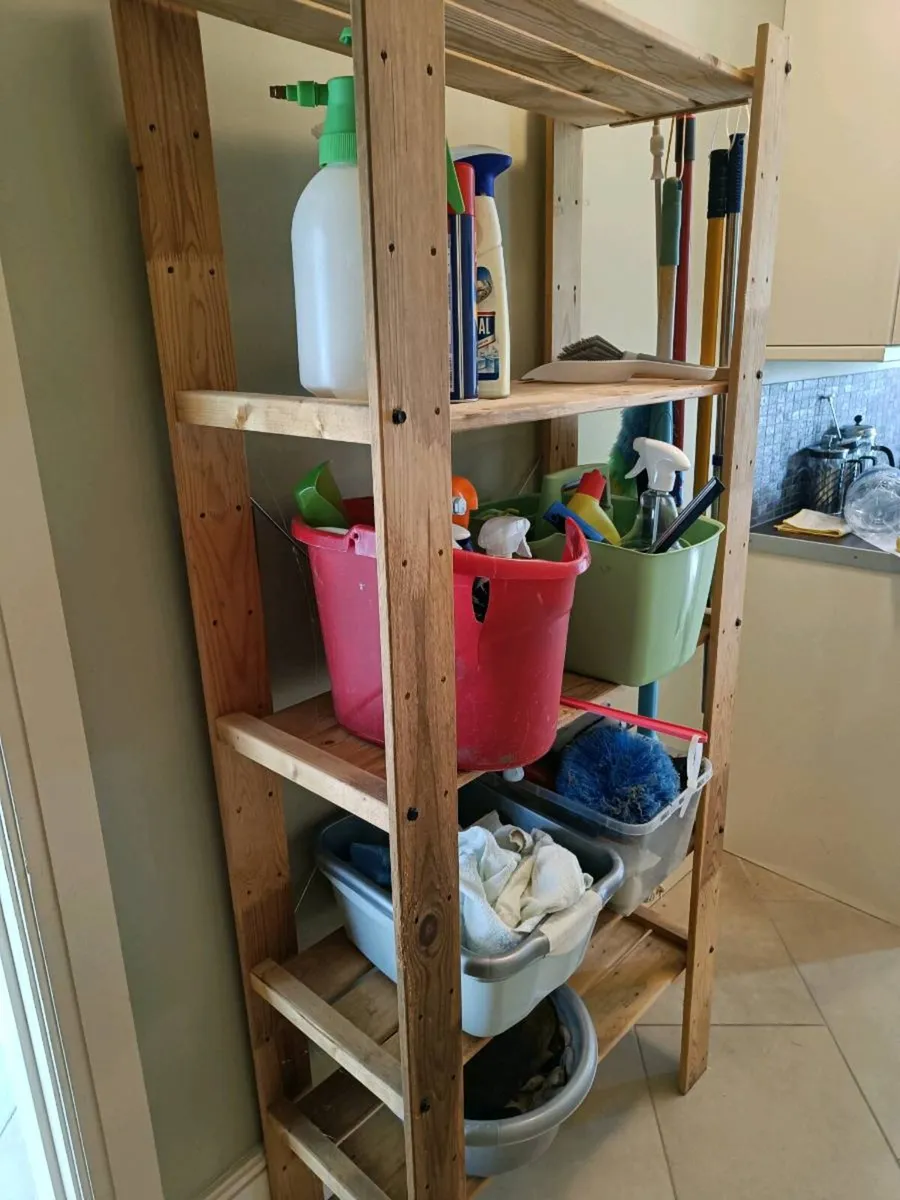 Wooden shelving unit 77.5cm w x 174 h - Image 1