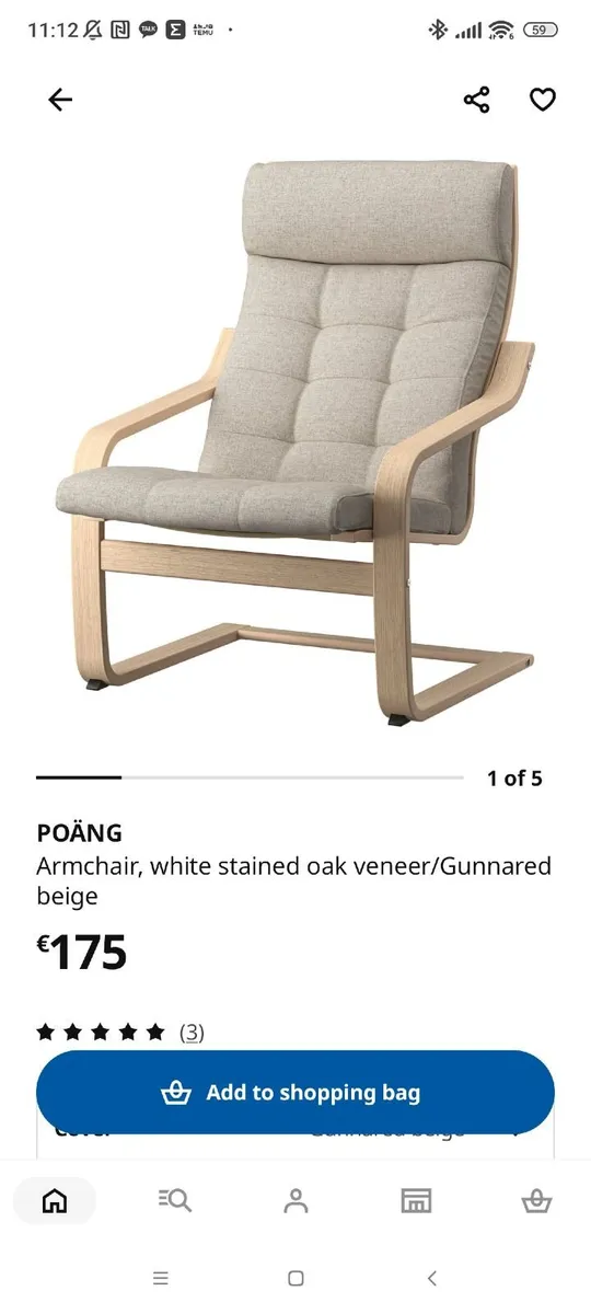 Barely Used IKEA POANG Armchair with Footstool in - Image 4
