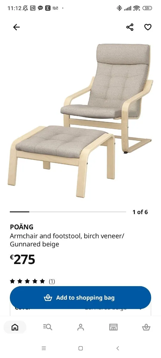 Barely Used IKEA POANG Armchair with Footstool in - Image 3
