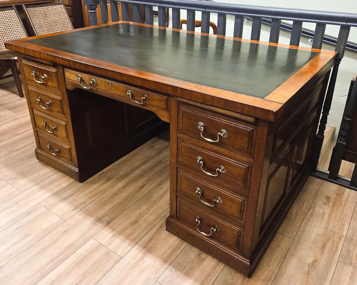 Large Antique Mahogany Pedestal Desk-Circa 1920s - Image 2