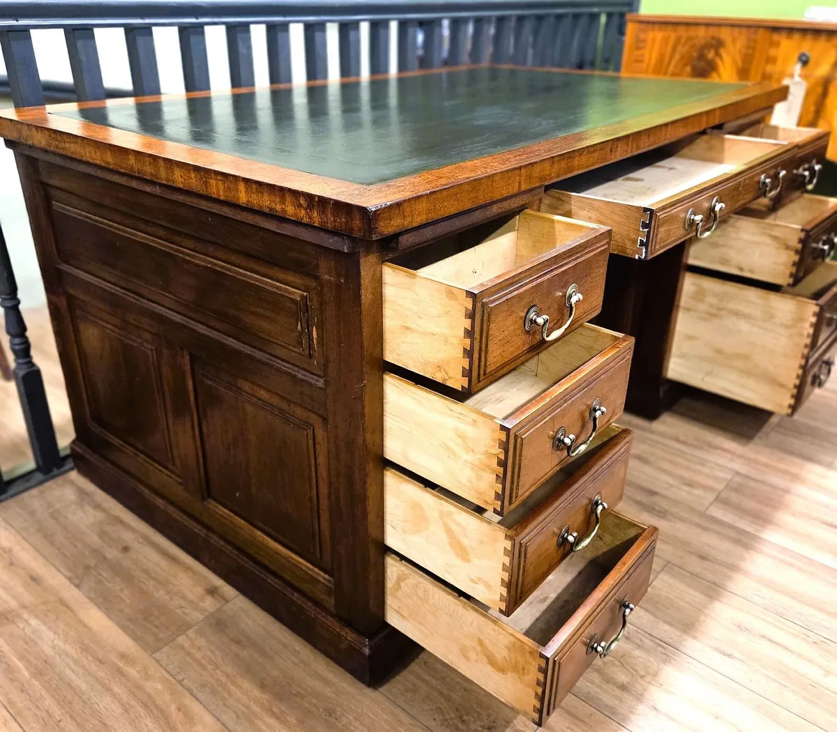 Large Antique Mahogany Pedestal Desk-Circa 1920s - Image 4