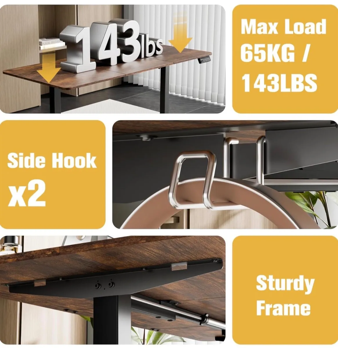 Electric Standing Desk 160x70cm, Height Adjustable - Image 2