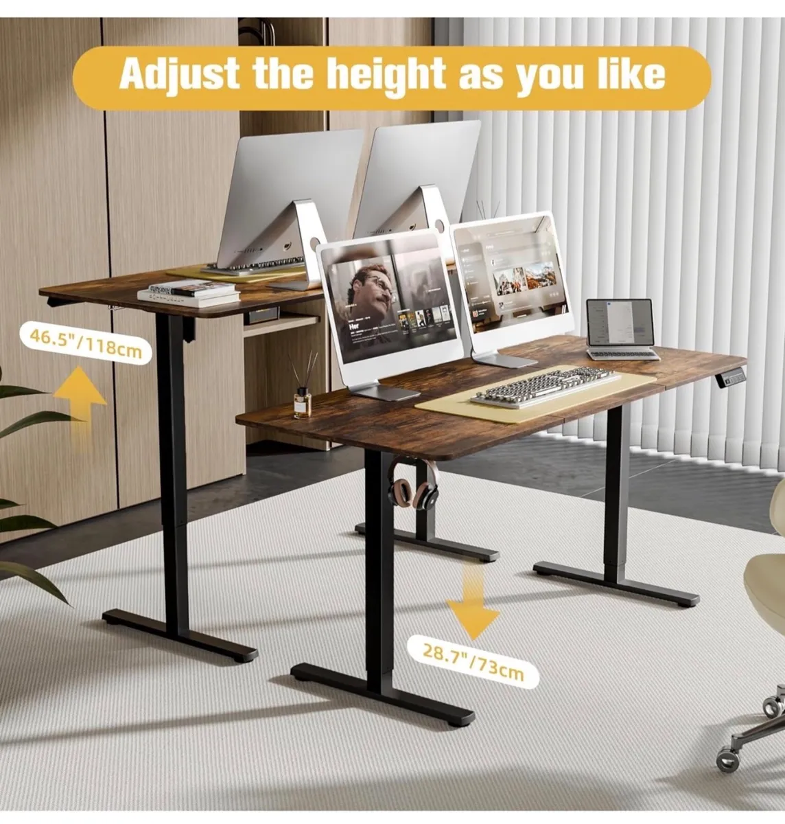 Electric Standing Desk 160x70cm, Height Adjustable - Image 3