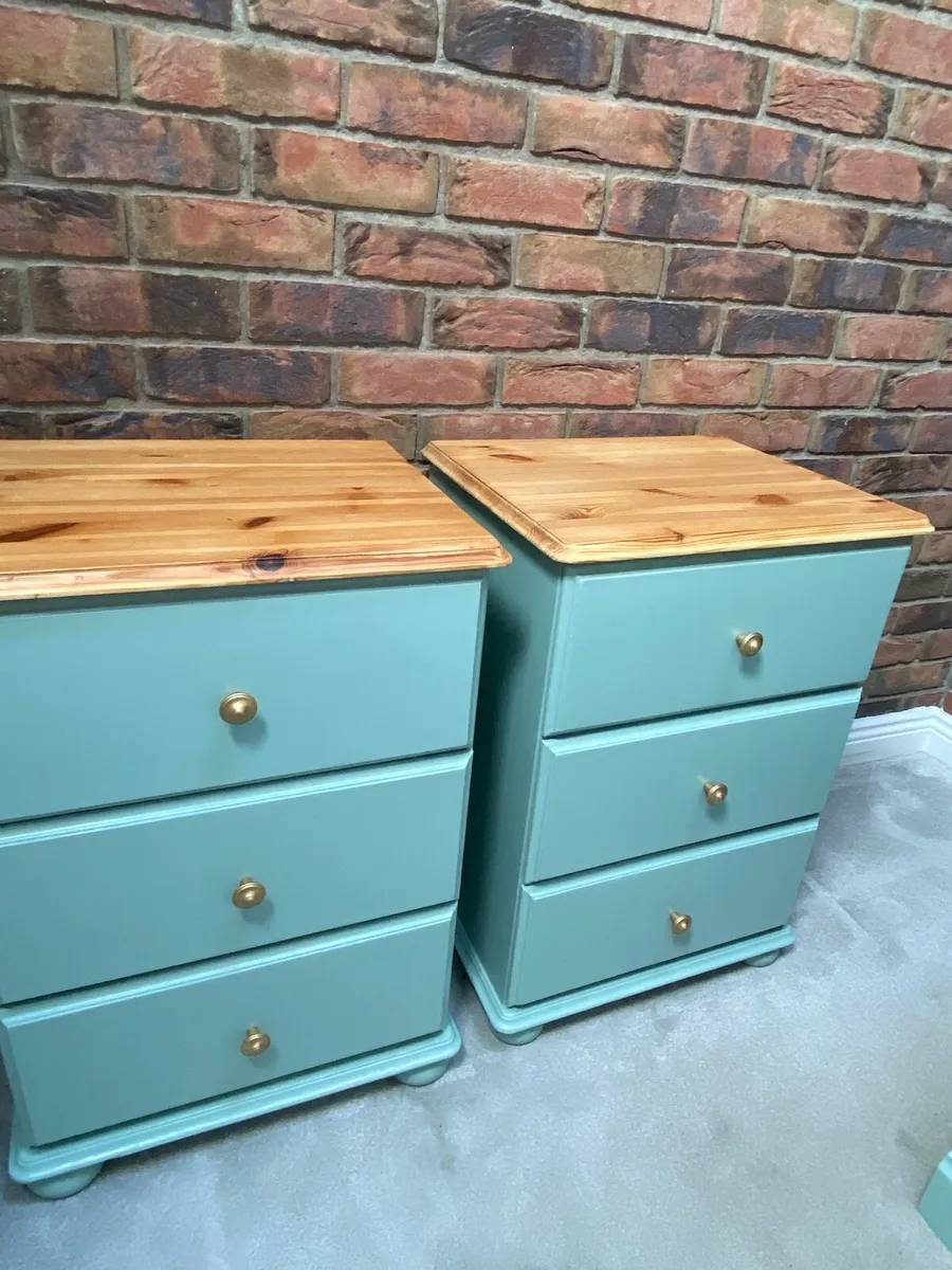 Bedside tables / lockers refinished solid pine - Image 1