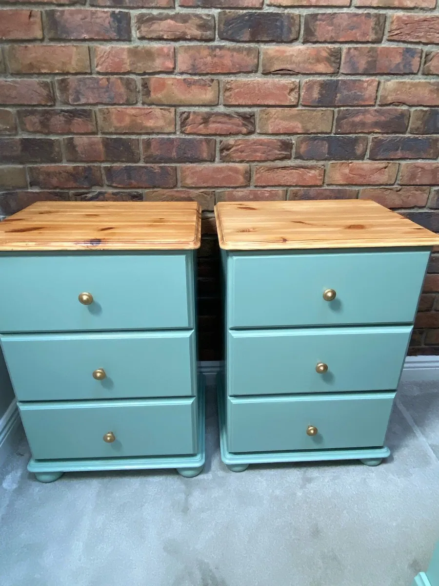 Bedside tables / lockers refinished solid pine - Image 2