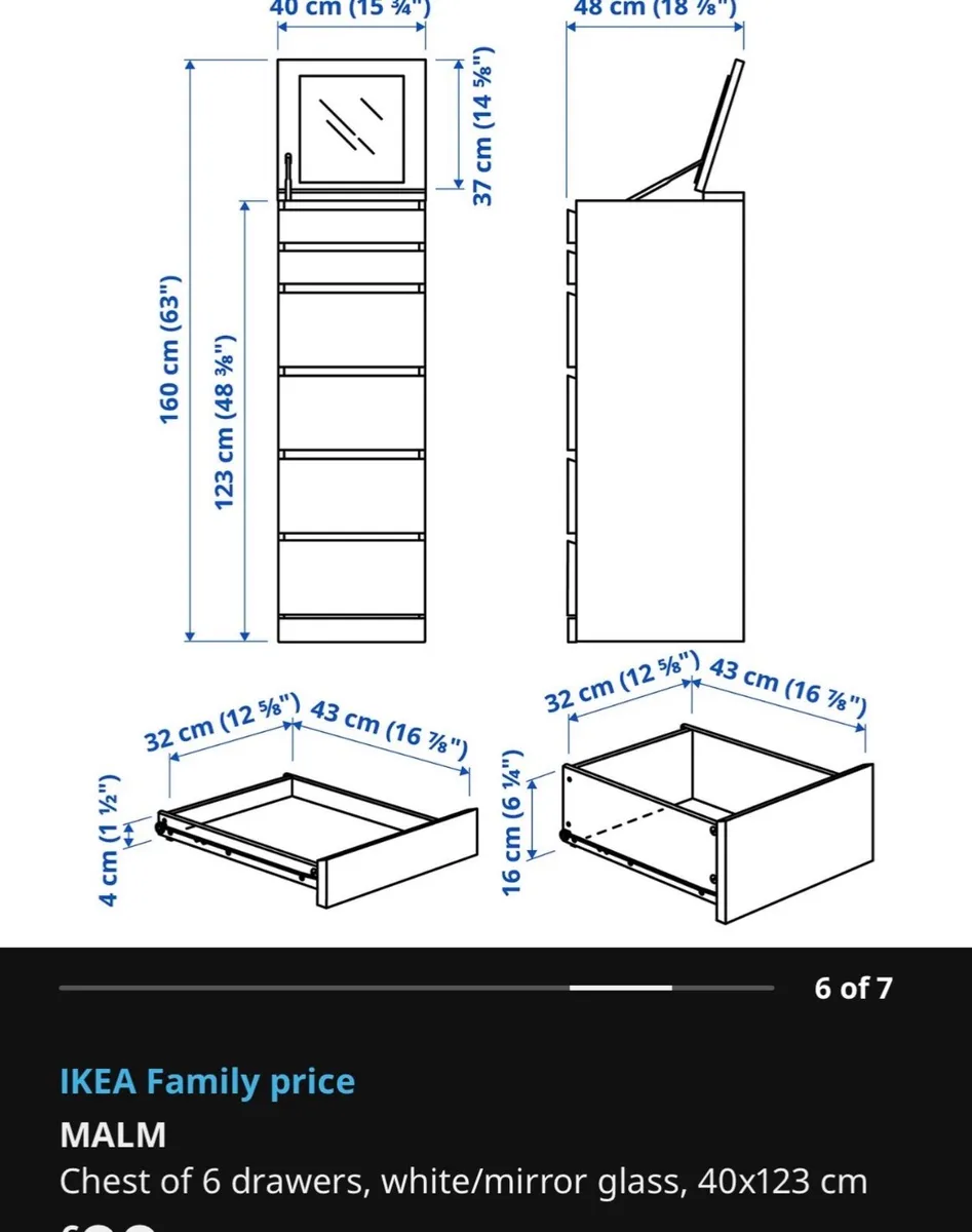 Drawers (IKEA Malm 6 drawer chest) - Image 2
