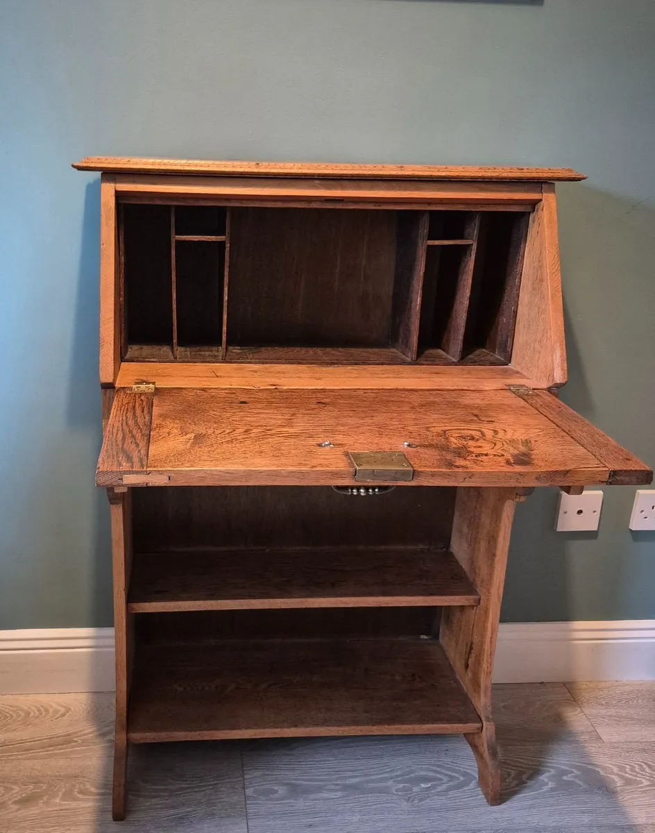 Edwardian Oak Bureau - Image 2