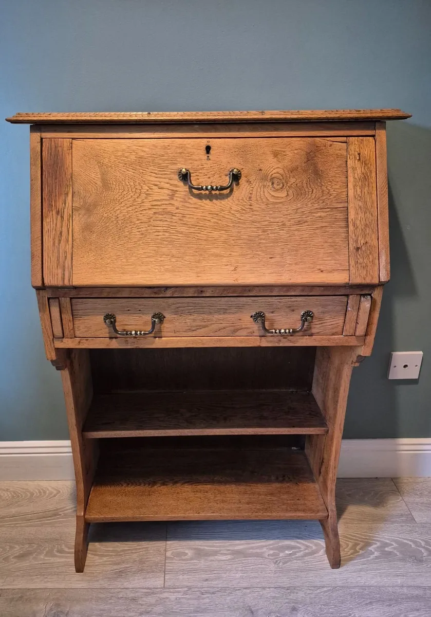 Edwardian Oak Bureau - Image 1