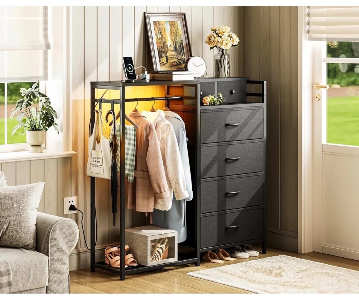 Chest of Drawers Bedroom with Hanging Rail, Built- - Image 2