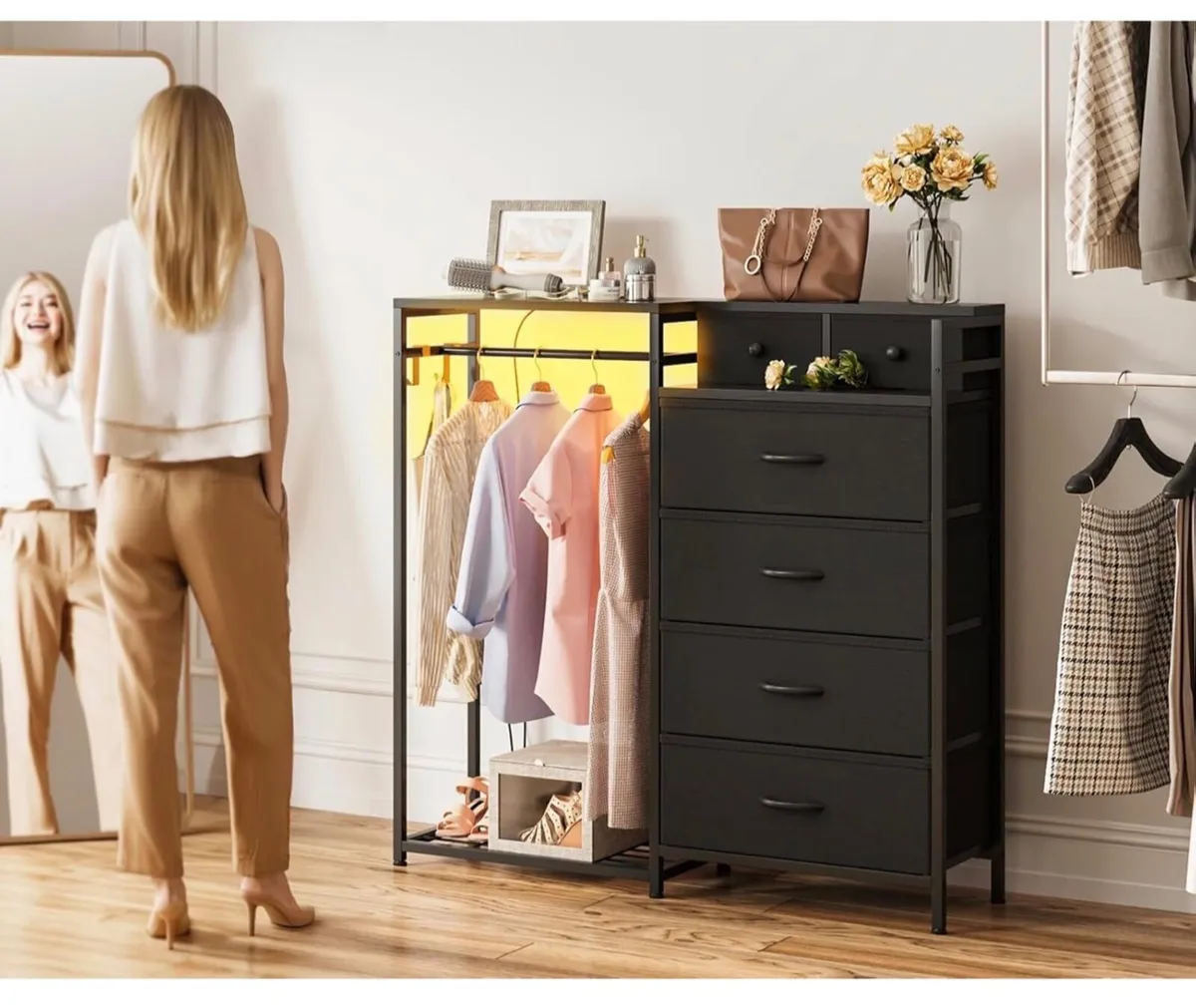 Chest of Drawers Bedroom with Hanging Rail, Built- - Image 3