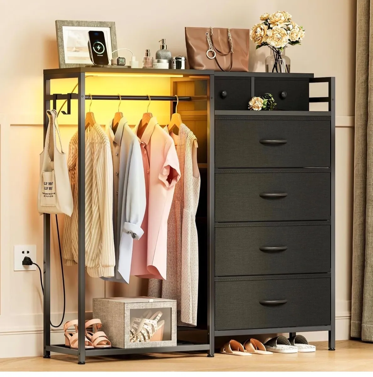 Chest of Drawers Bedroom with Hanging Rail, Built- - Image 3