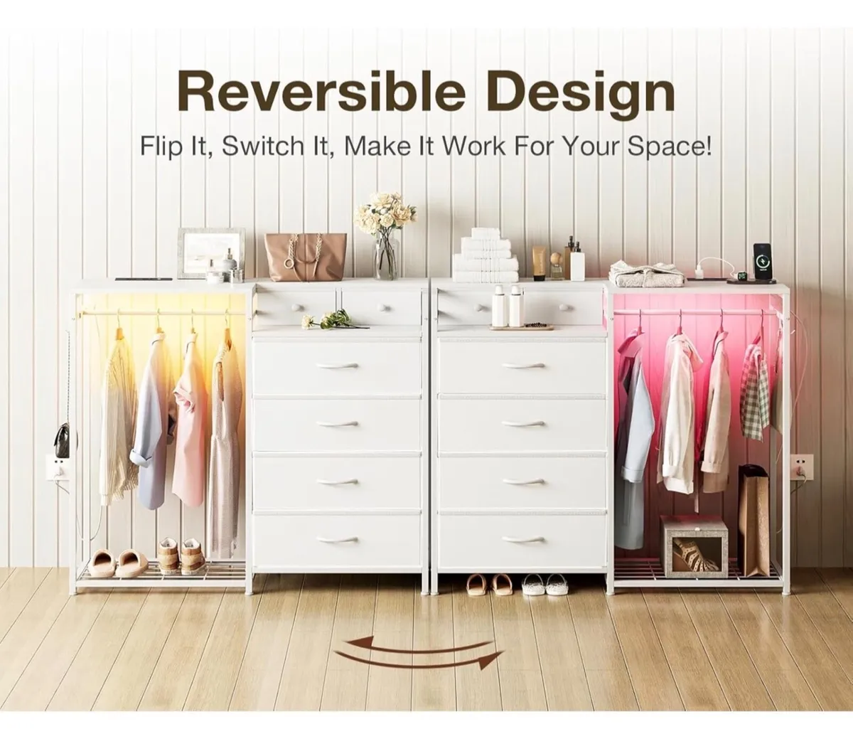 Chest of Drawers Bedroom with Hanging Rail, Built- - Image 4