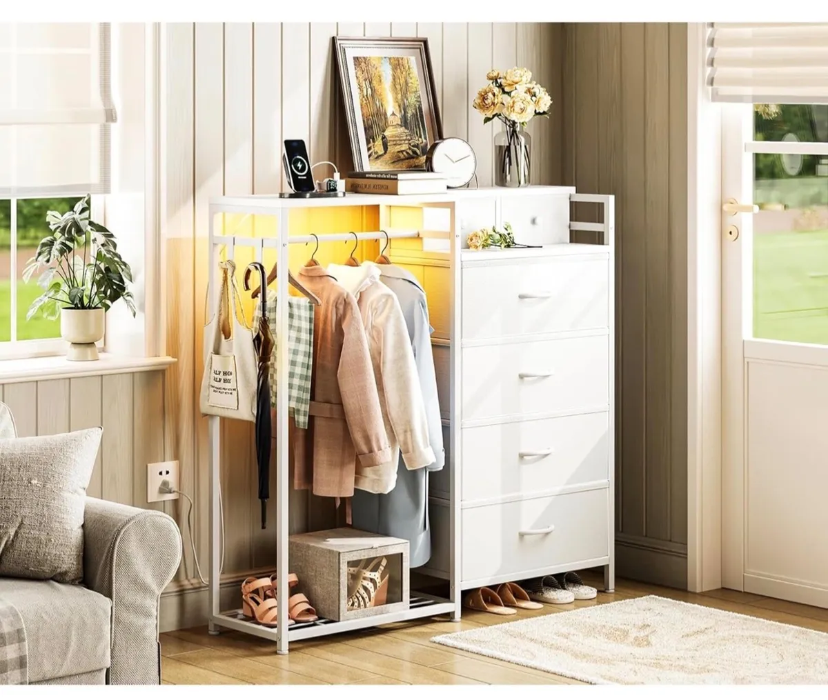 Chest of Drawers Bedroom with Hanging Rail, Built- - Image 2