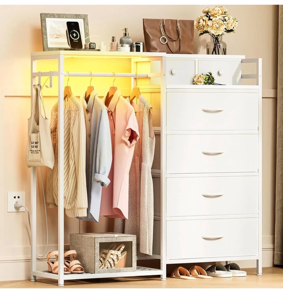 Chest of Drawers Bedroom with Hanging Rail, Built- - Image 3