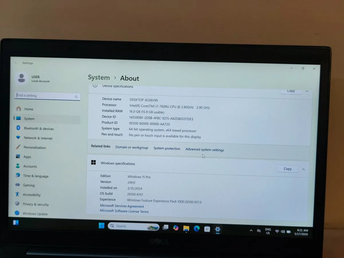Dell Latitude 7480 i7 7th gen 16/256GB SSD Laptop - Image 4