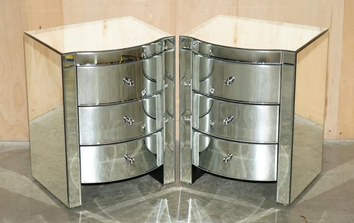 Bow Fronted Mirrored Glass Chest and lockers - Image 1
