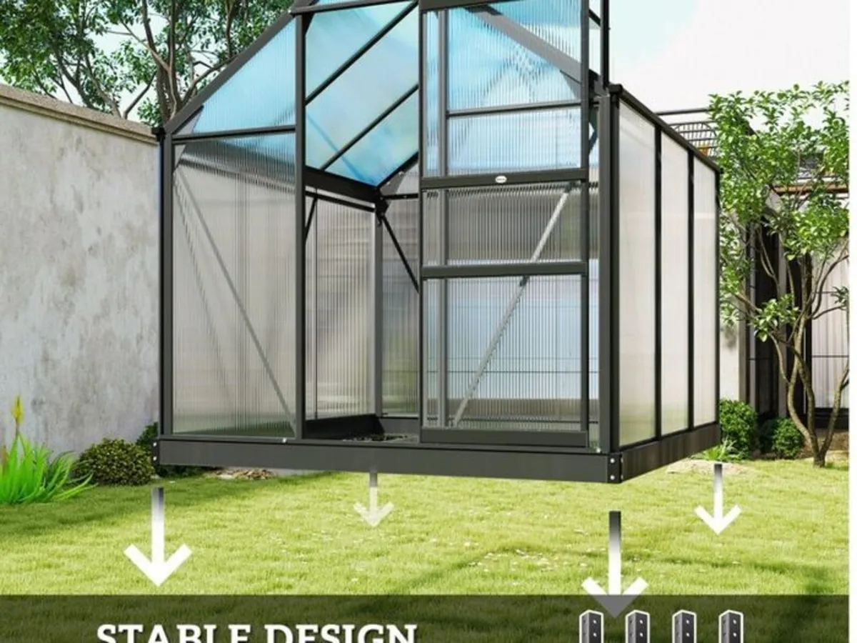 6 x 6ft Polycarbonate Greenhouse - Image 3