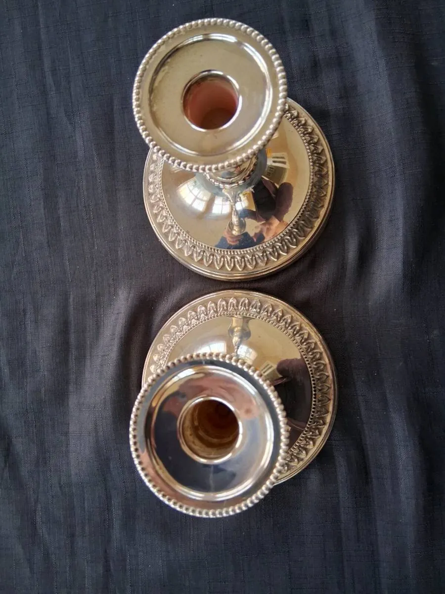 2 Large Viners Silver Plated Candlestick Holders - Image 2