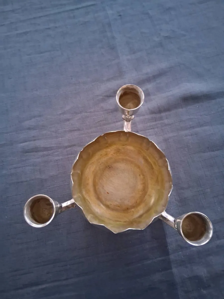 Silver Plated Lotus Shaped Vase with Candle holder - Image 2