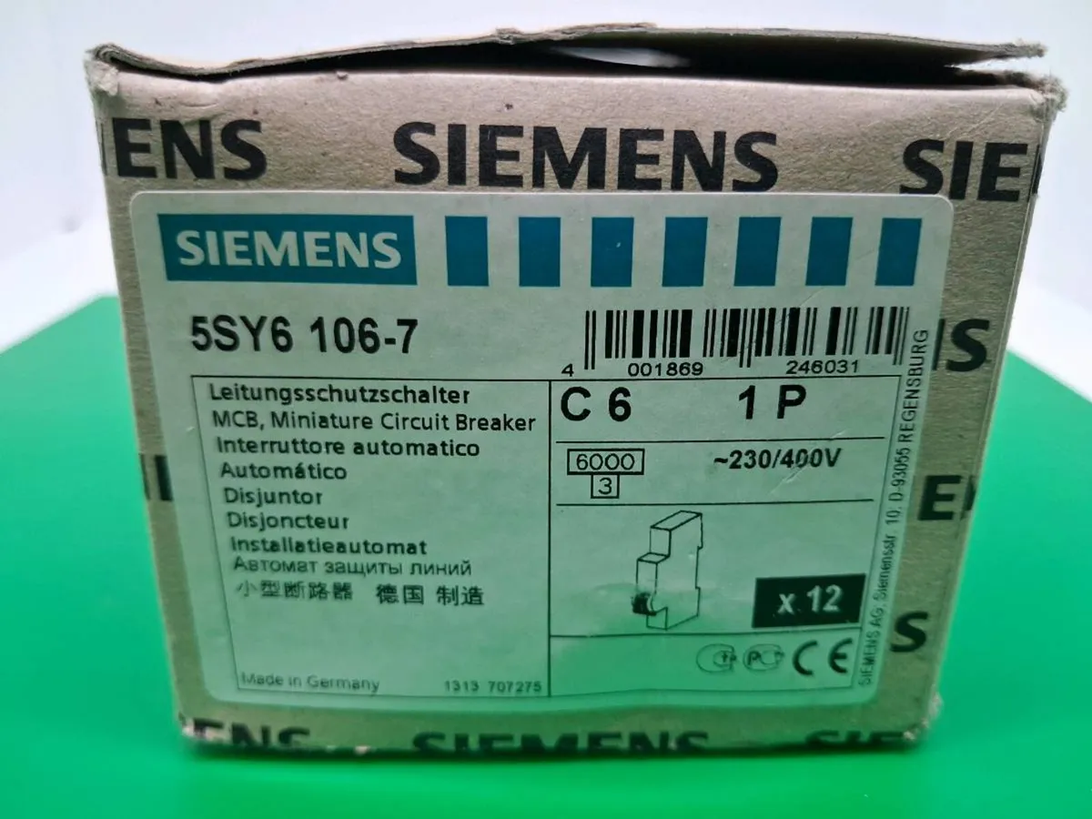 Postage - 12 x Siemens 5SY6106-7 MCB C6 1-Pole - Image 3