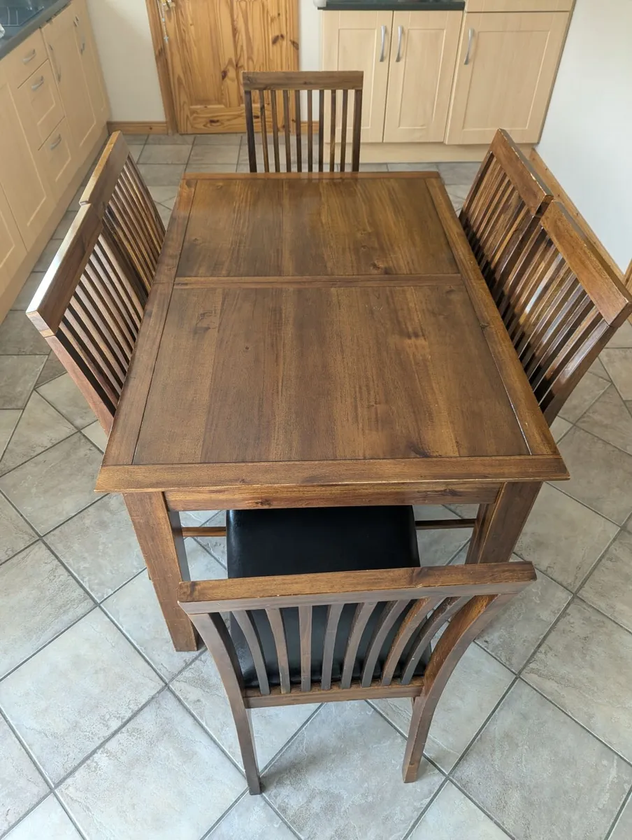 Extendable Solid Wood Dining Table + 6 Chairs - Image 2