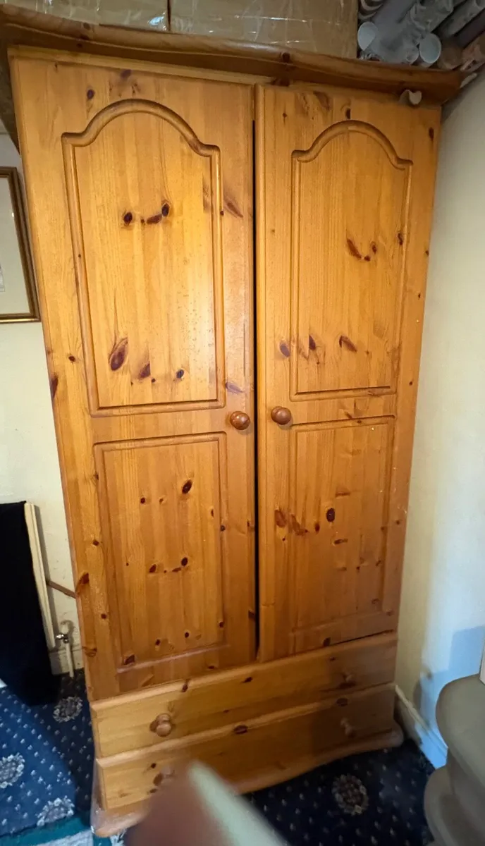 Pine 2 Drawer Wardrobe - Image 1