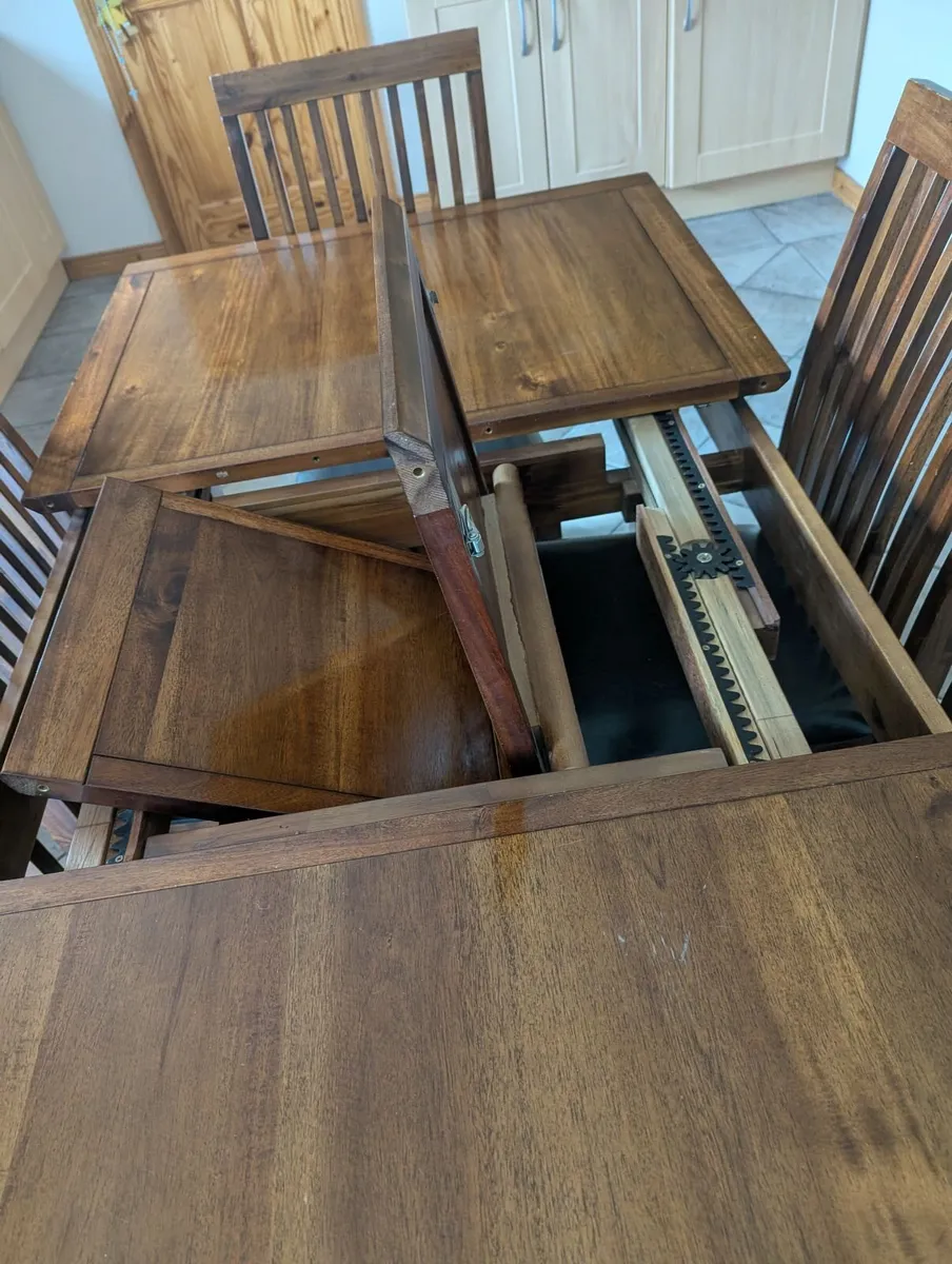 Extendable Solid Wood Dining Table + 6 Chairs - Image 4