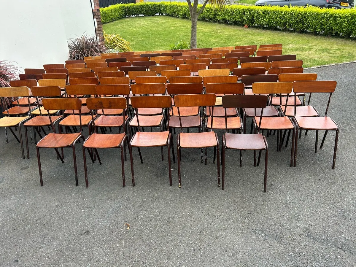 1960s steel stacking chairs retro vintage - Image 2
