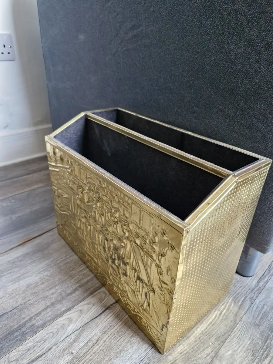 Vintage brass magazine rack - Image 1