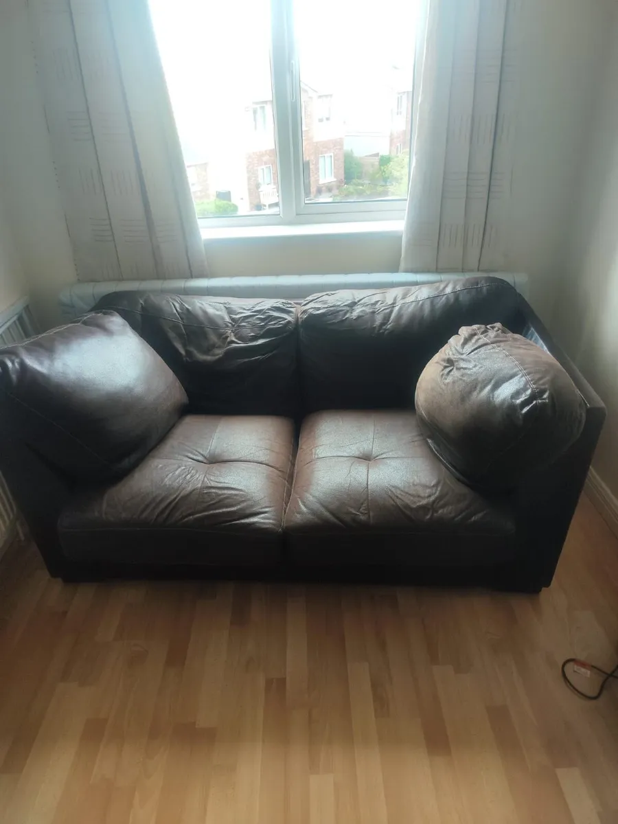 2 Seater Leather Sofa Bed – Pull Out Bed - Image 1