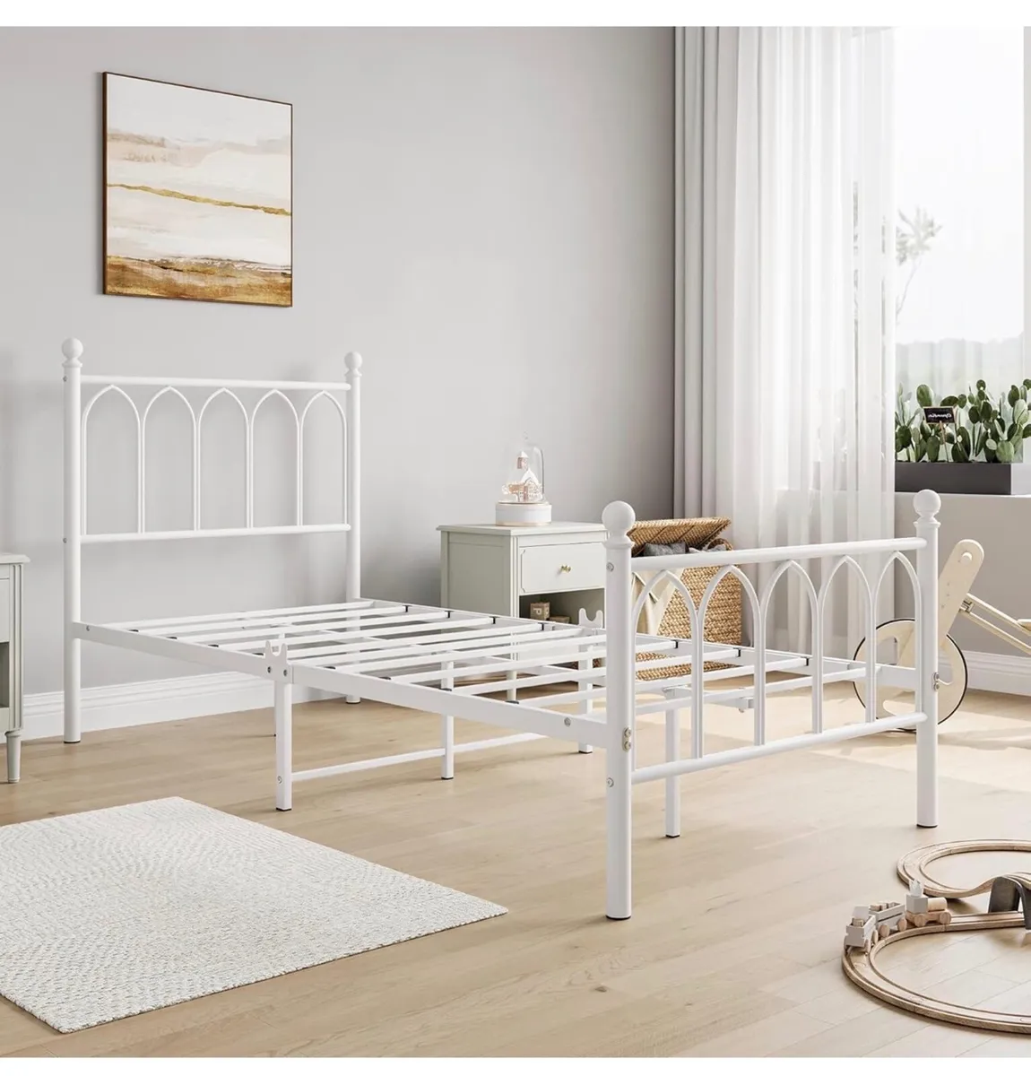 Single Metal Bed Frame 90 x x190 cm with Headboard - Image 4