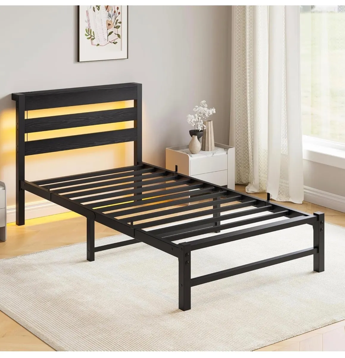 3ft Single Bed Frame with Charging Station and LED - Image 2