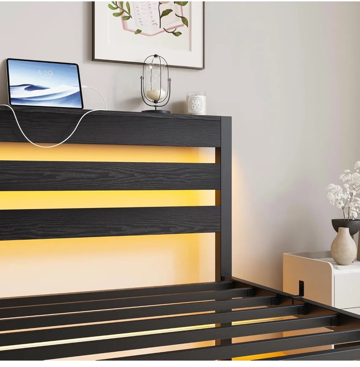 3ft Single Bed Frame with Charging Station and LED - Image 4