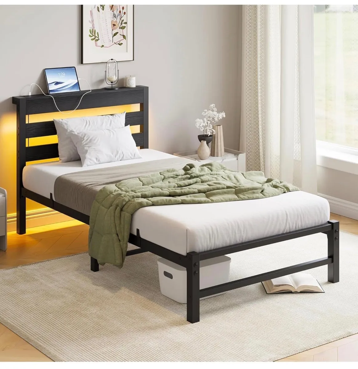 3ft Single Bed Frame with Charging Station and LED - Image 2