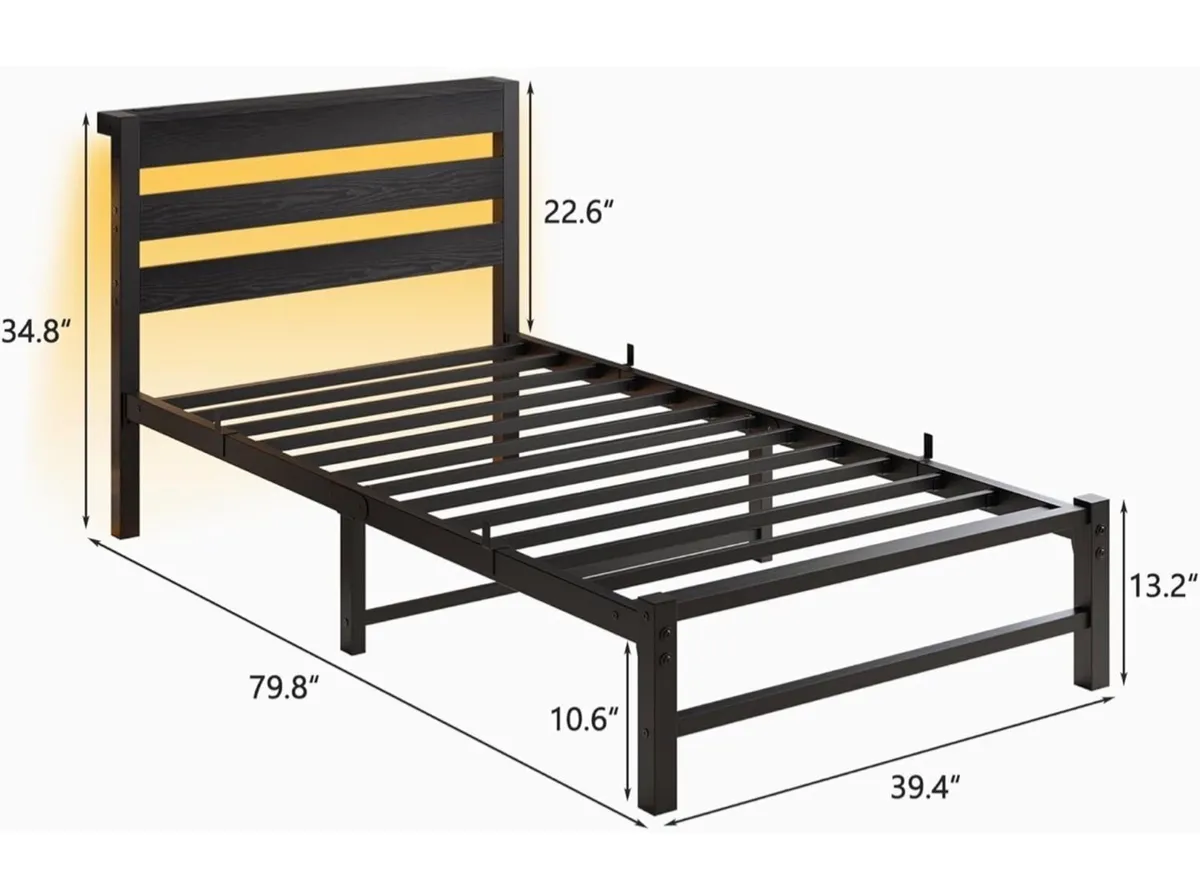 3ft Single Bed Frame with Charging Station and LED - Image 3