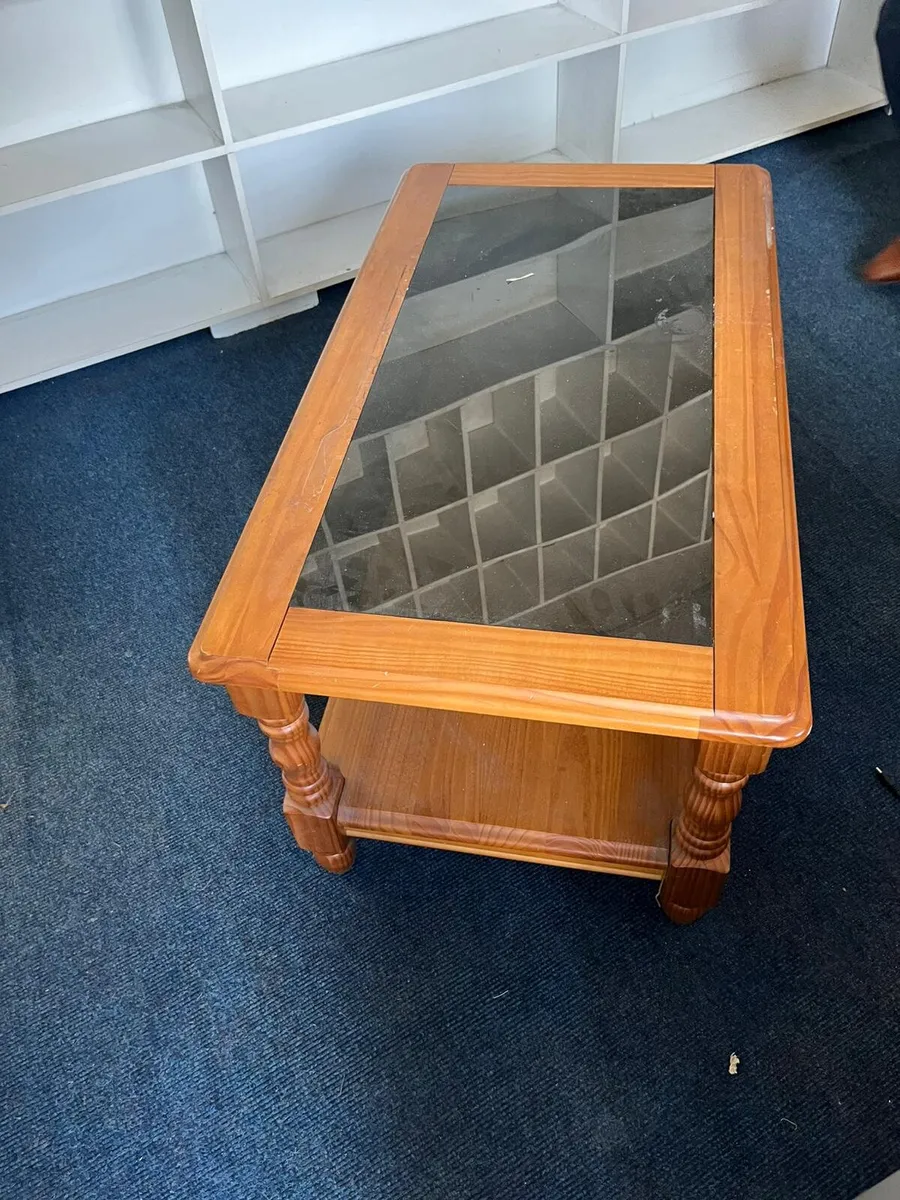 Wood glass coffee table