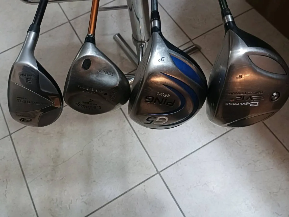 2 golf Drivers, 4 Wood, utility club