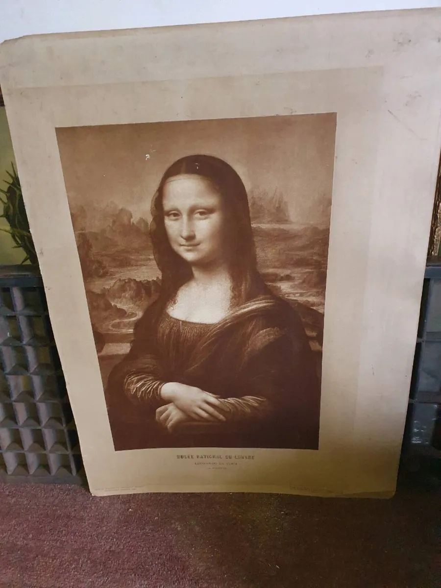 Antique mona lisa print - Image 1