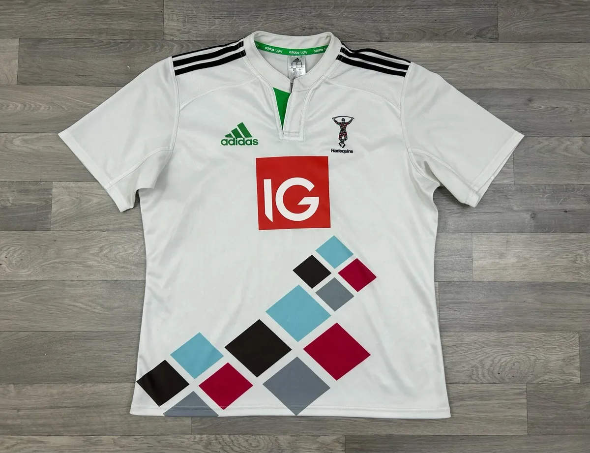 Adidas Harlequins Rugby Jersey Shirt Mens XL - Image 1