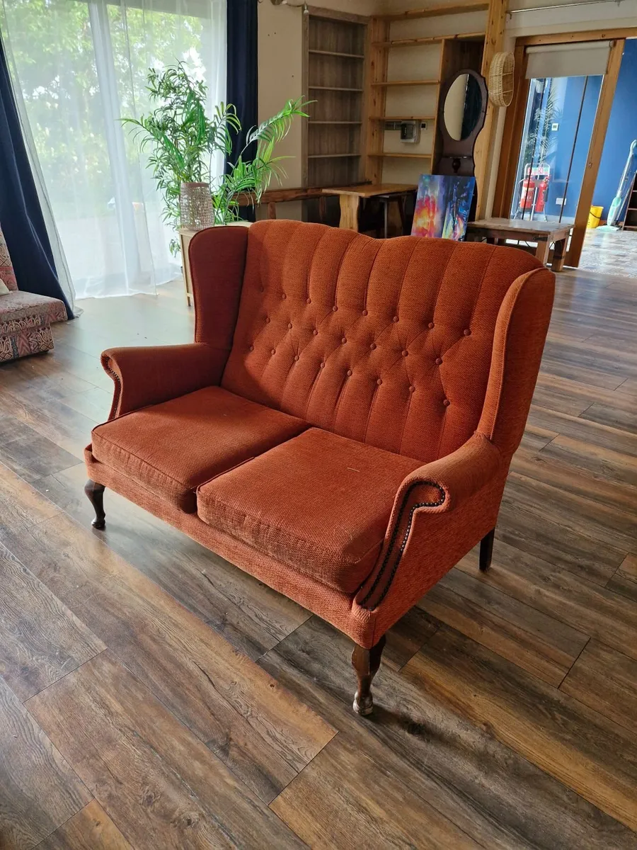 Antique Orange 2 seater Couch - Image 3