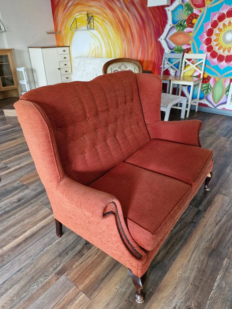 Antique Orange 2 seater Couch - Image 2