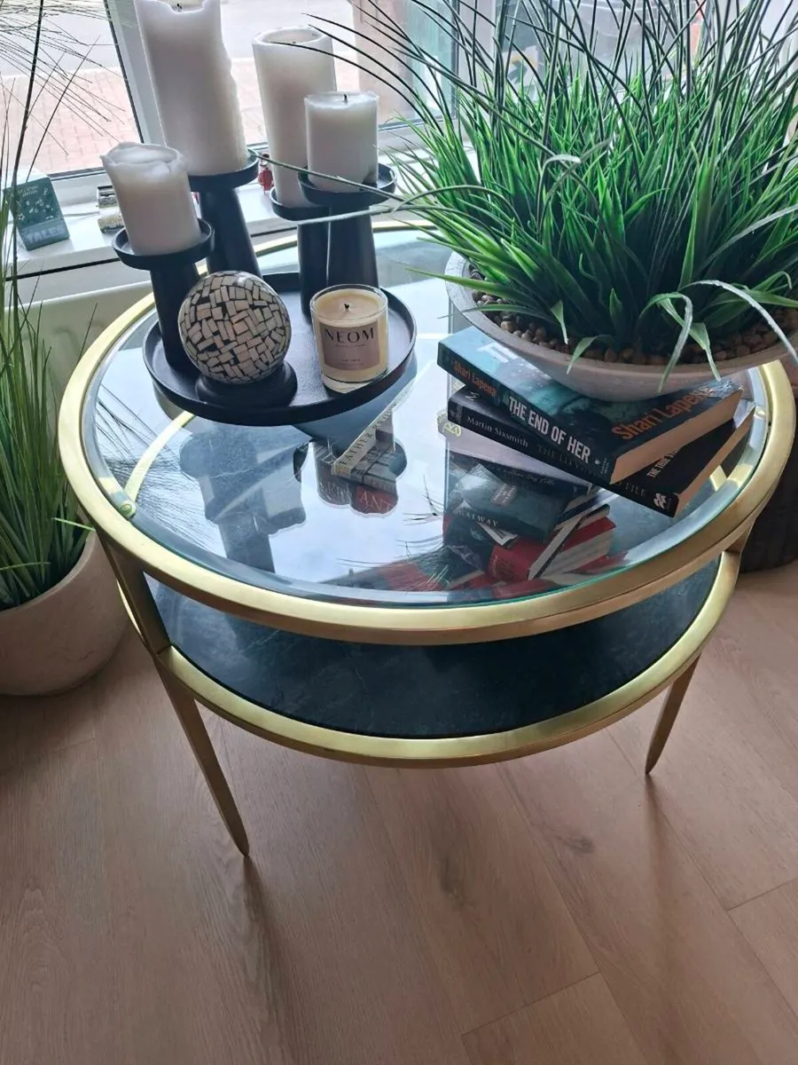 Side table - glass & marble - Image 2