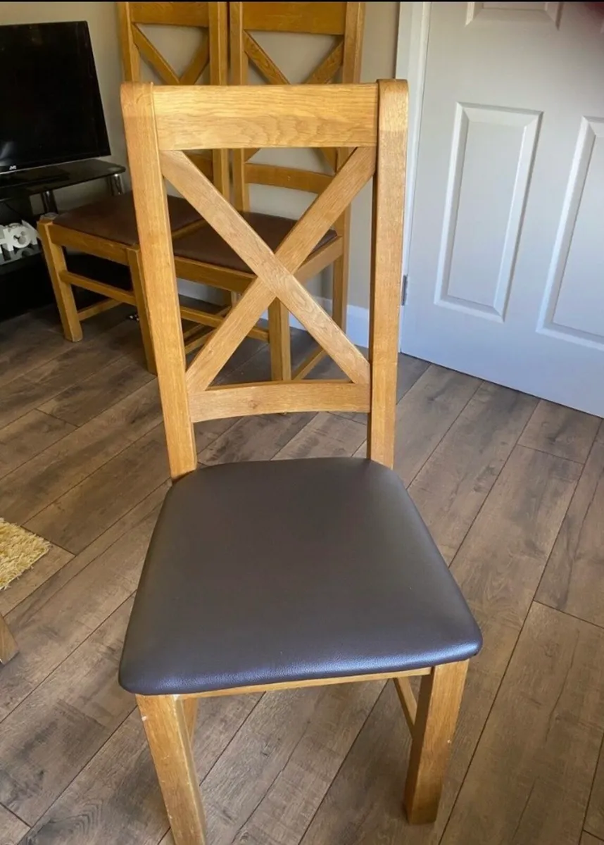 4 Solid Oak Chairs - Image 2