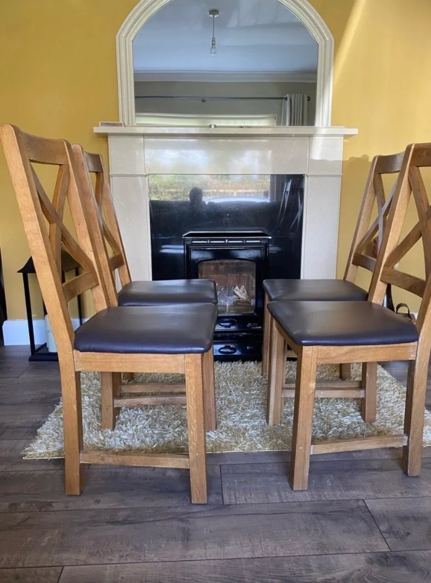 4 Solid Oak Chairs - Image 1